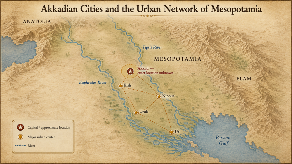 Akkadian cities and the urban network of Mesopotamia