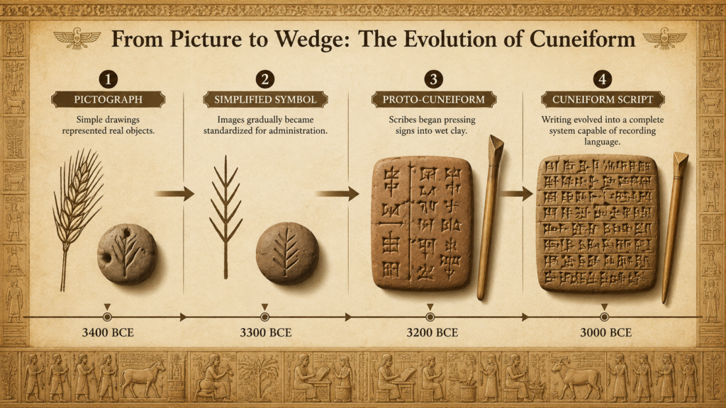 From Picture to Wedge: The Evolution of Cuneiform